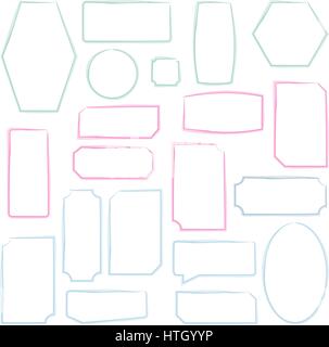 A set of frames of different shapes painted in watercolor, vector illustration. Stock Vector