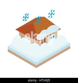 House covered with snow icon, isometric 3d style Stock Vector