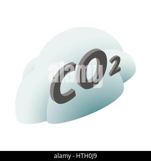 CO2 sign in a cloud icon, isometric 3d style Stock Vector