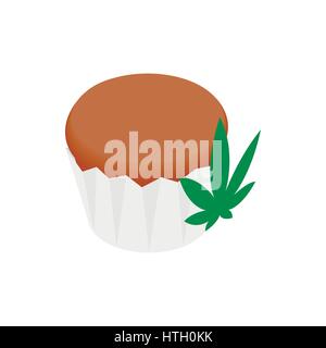 Cake with marijuana leaf icon, isometric 3d style Stock Vector