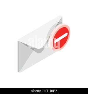 Envelope with minus sign icon, isometric 3d style Stock Vector