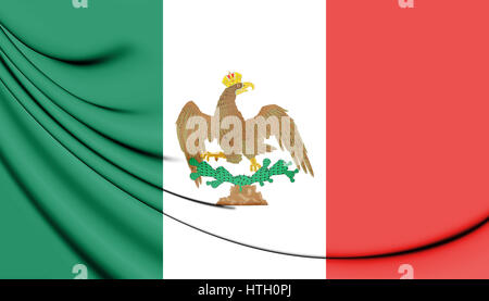 3D Flag of Mexico (1821-1823). 3D Illustration. Stock Photo