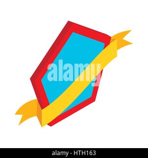 Shield with gold ribbon icon, isometric 3d style  Stock Vector
