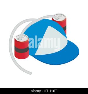 Baseball cap and two aluminum cans with straw Stock Vector