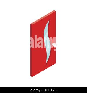 Door with glass wavelike inset icon Stock Vector