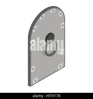 Arched steel door icon, isometric 3d style  Stock Vector