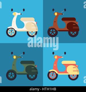 Colorful scooter set Stock Vector