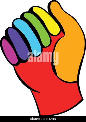 Glove in rainbow colors icon, icon cartoon Stock Vector