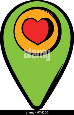 Map pointer with heart icon, icon cartoon Stock Vector