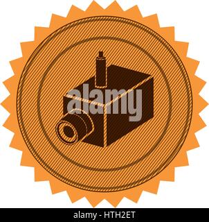 circular frame with contour sawtooth with interior video security camera Stock Vector