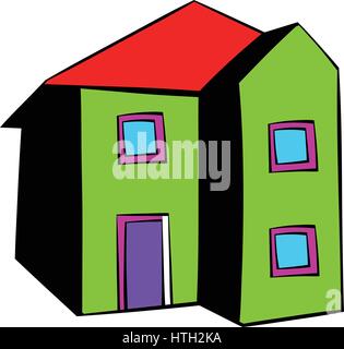 Two-storey house icon, icon cartoon Stock Vector