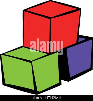 Three colored cubes icon, icon cartoon Stock Vector