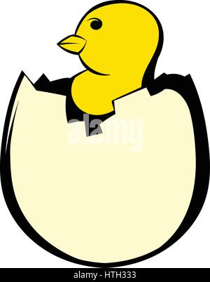 Yellow newborn chicken hatched from the egg icon Stock Vector