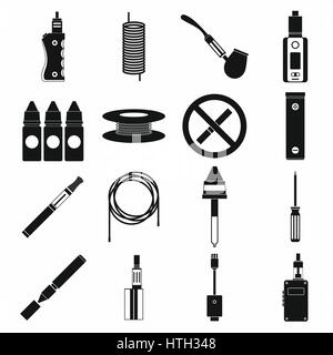 Electronic cigarettes icons set, simple style Stock Vector