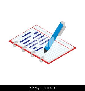 Notebook and pen icon, isometric 3d style Stock Vector