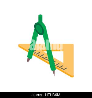 Compass and triangular ruler icon Stock Vector