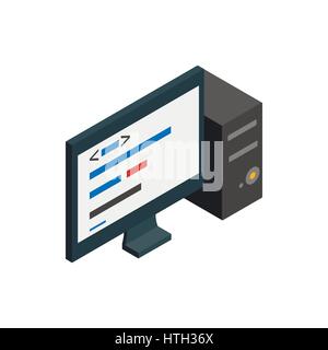 Computer icon, isometric 3d style Stock Vector