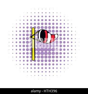 Windsock on golf course icon, comics style Stock Vector