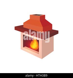 Fireplace icon, cartoon style Stock Vector