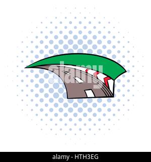 Racing track icon, comics style Stock Vector
