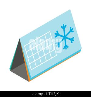 Calendar with snowflake icon, isometric 3d style  Stock Vector