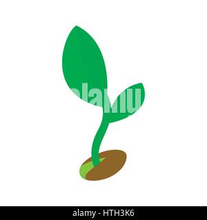 Green sprout in the ground icon Stock Vector
