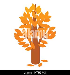 Golden autumn tree icon, isometric 3d style Stock Vector