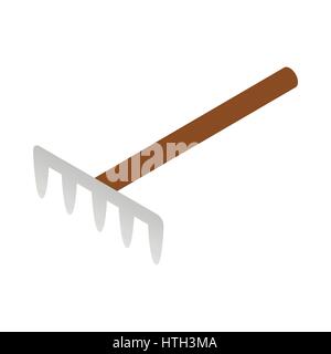 Garden rake icon, isometric 3d style Stock Vector