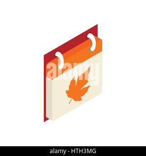 Autumn calendar icon, isometric 3d style Stock Vector