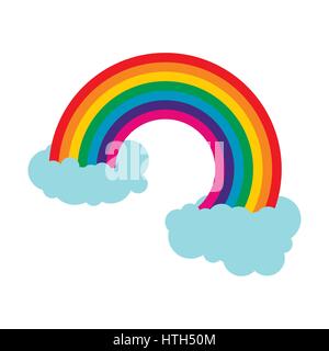 Rainbow with clouds icon Stock Vector