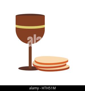 Chalice of wine and wafers icon  Stock Vector