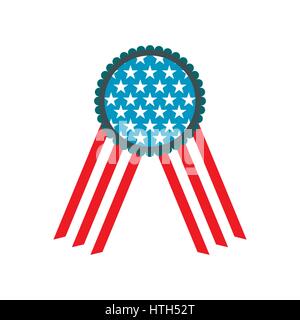 Ribbon rosette in the USA flag colors icon Stock Vector