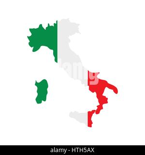 Map of Italy with national flag icon, flat style  Stock Vector