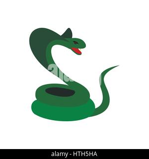 Green snake icon, flat style Stock Vector