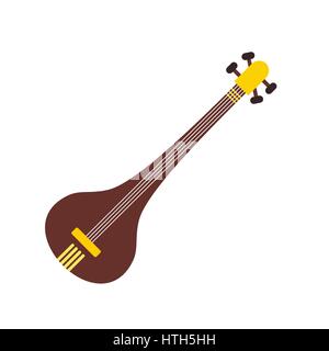 Traditional Indian sarod icon, flat style  Stock Vector