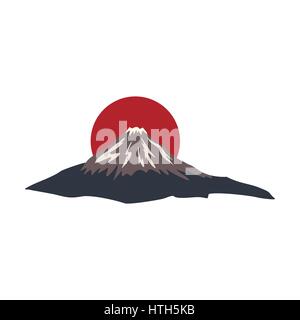 The sacred mountain of Fuji, Japan icon Stock Vector