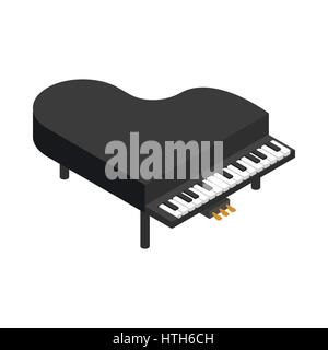 Black grand piano icon, isometric 3d style Stock Vector