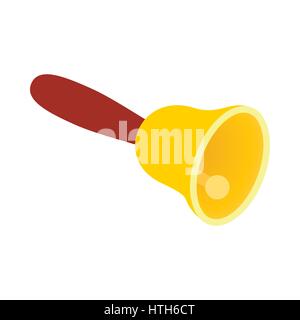 Golden hand bell icon, isometric 3d style Stock Vector