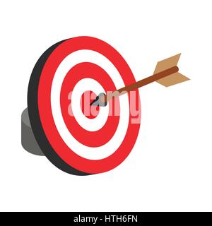 Arrow hit the target icon, isometric 3d style Stock Vector