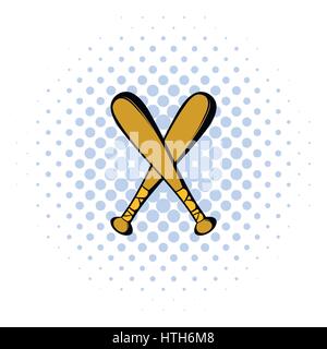 Two crossed baseball bats icon, comics style  Stock Vector