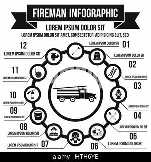 Firefighting infographic elements, simple style Stock Vector