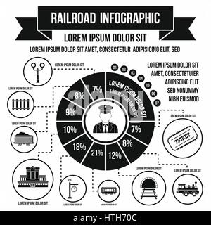 Railroad infographic elements, simple style  Stock Vector