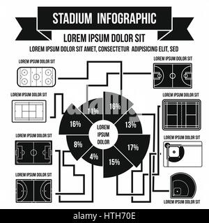 Stadium infographic elements, simple style Stock Vector