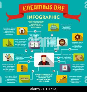 Columbus Day infographic, flat style Stock Vector