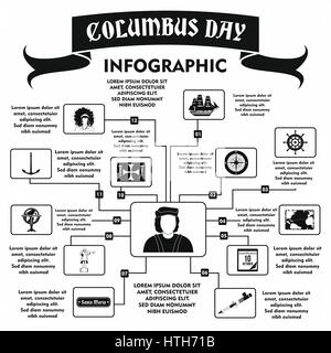 Columbus Day infographic, simple style Stock Vector