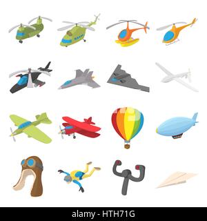 Aviation Icon Set, cartoon style Stock Vector