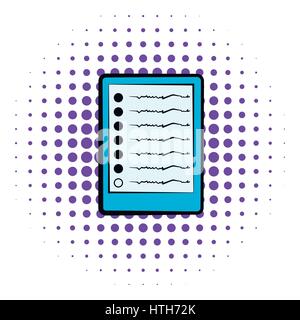Diagram of brain activity icon, comics style  Stock Vector