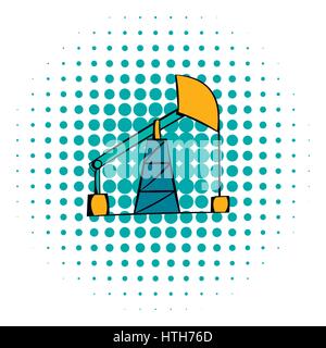 Oil pump icon, comics style Stock Vector