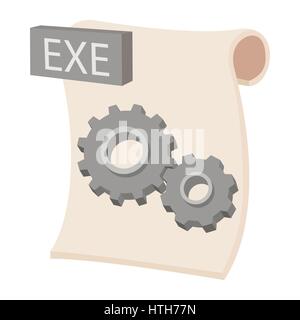 EXE extension text file icon, cartoon style Stock Vector