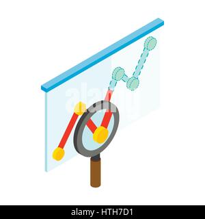Magnifyier and graph icon, isometric 3d style Stock Vector